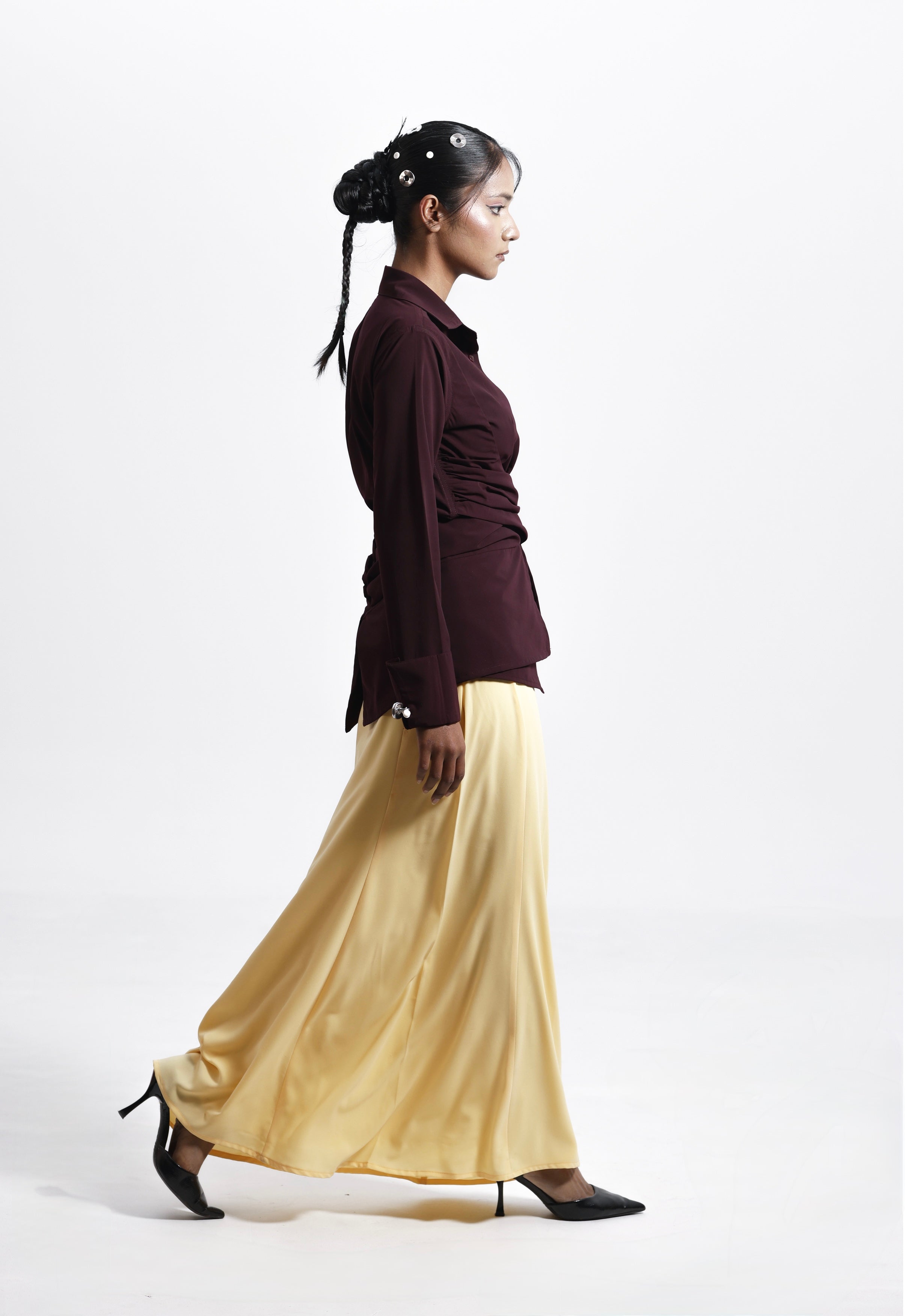 WRAPPED IN YOU SHIRT WITH THE BUTTER GLOW SKIRT CO-ORD SET